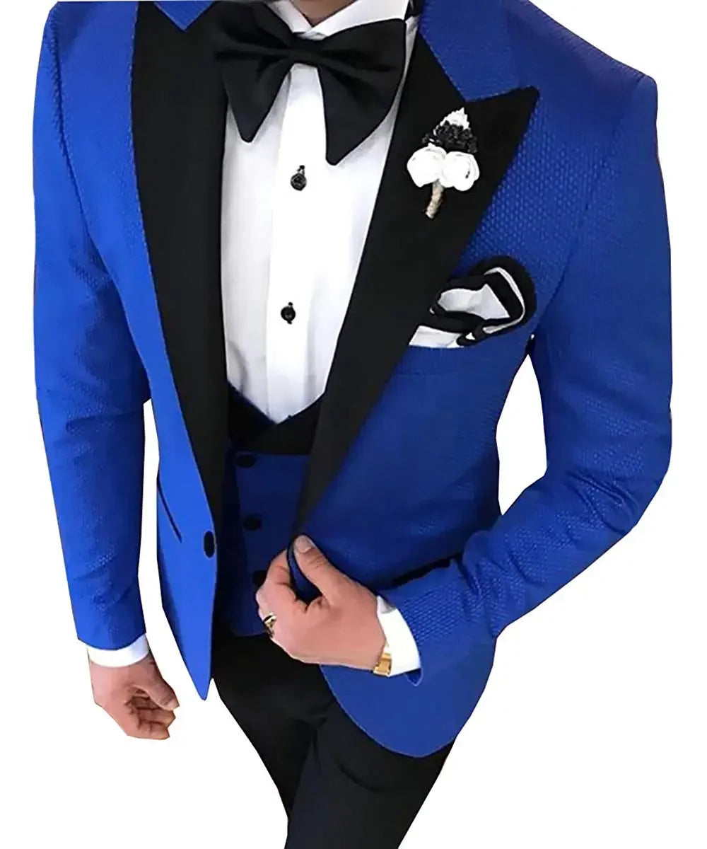 2024 Men 3 Pieces Suits For Men Custom Made Groom Groomsmen Tuxedos Wedding Men Suit Terno Masculino ( Jacket+Pants+Vest )