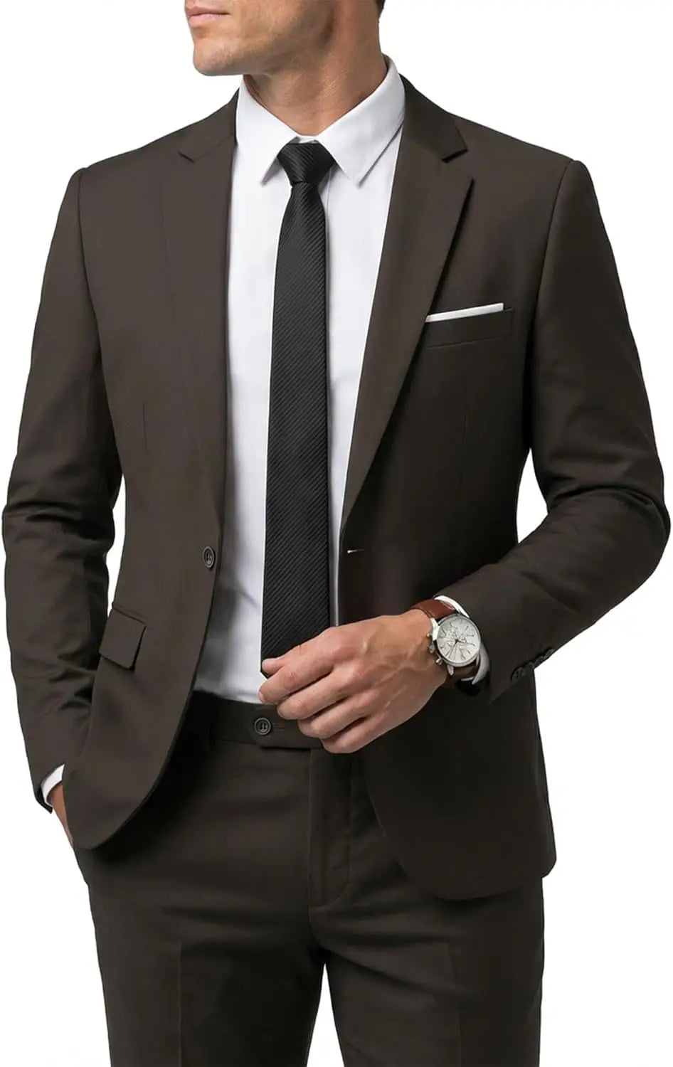 Men's 2 Piece Suit  One Button Slim Fit Solid Jacket  Pants Set Suits for Men Party Wedding Prom  Business