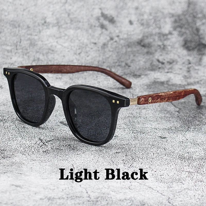 New Men Vintage Wooden Frame Sunglasses Classic Brand Square Sun Glasses Coating Lens Driving Eyewear for Women Male