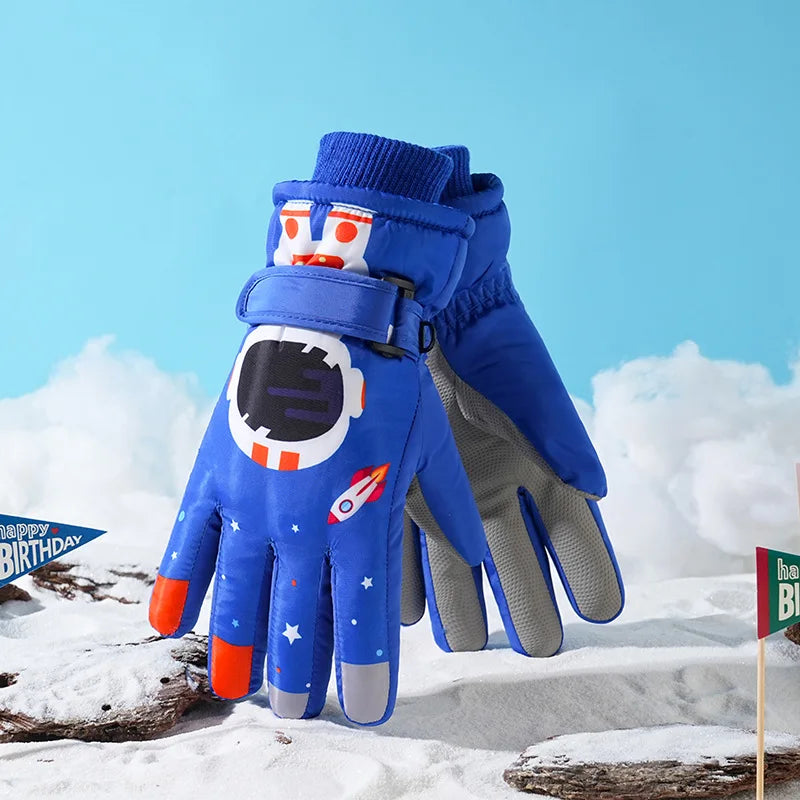 Children Ski Gloves Winter Warm Touchscreen Gloves Windproof Non‑slip Full Finger Gloves for Kids Boys Girls Cycling Snow Sports