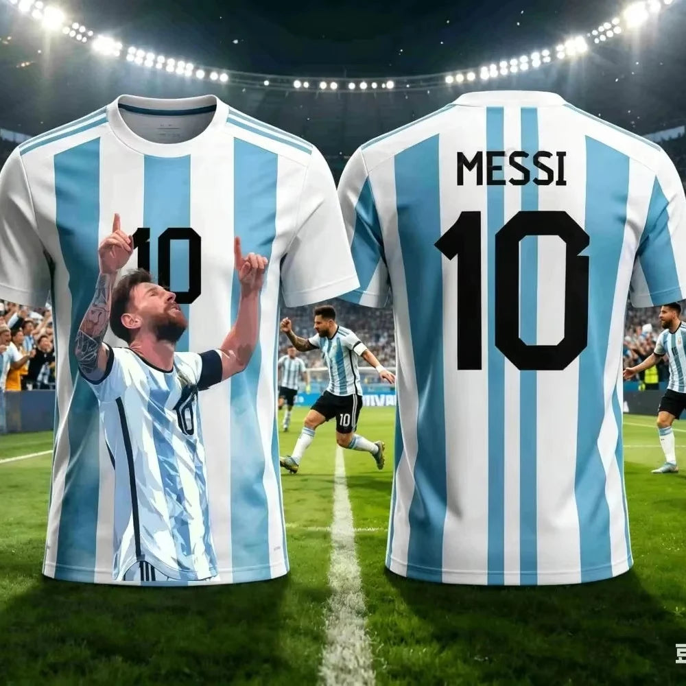 2026 Kid Tee Messi Style Summer 3D Printable Clothing Football Jersey T-shirt Loose and Comfortable Suitable Sports Wearing