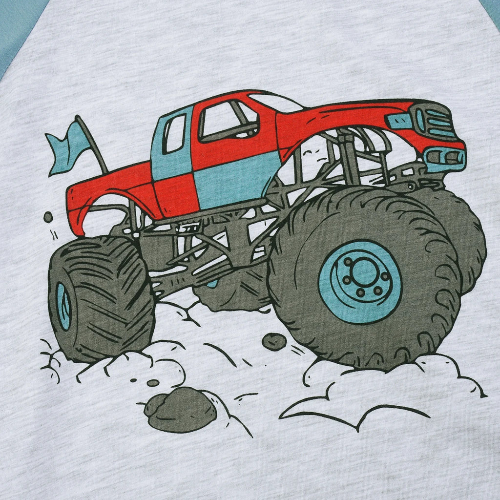 Kids Pajamas Set for Boys Multiple Styles Dinosaur T-Rex & Monster Truck Print Cotton Loungewear