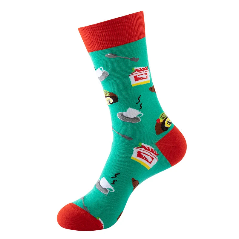 High Quality Funny Socks Women Men Cartoon Socks Seafood Eggs Avocado Sushi Sokken Calcetines Unisex Hip Hop Skateboard Socks