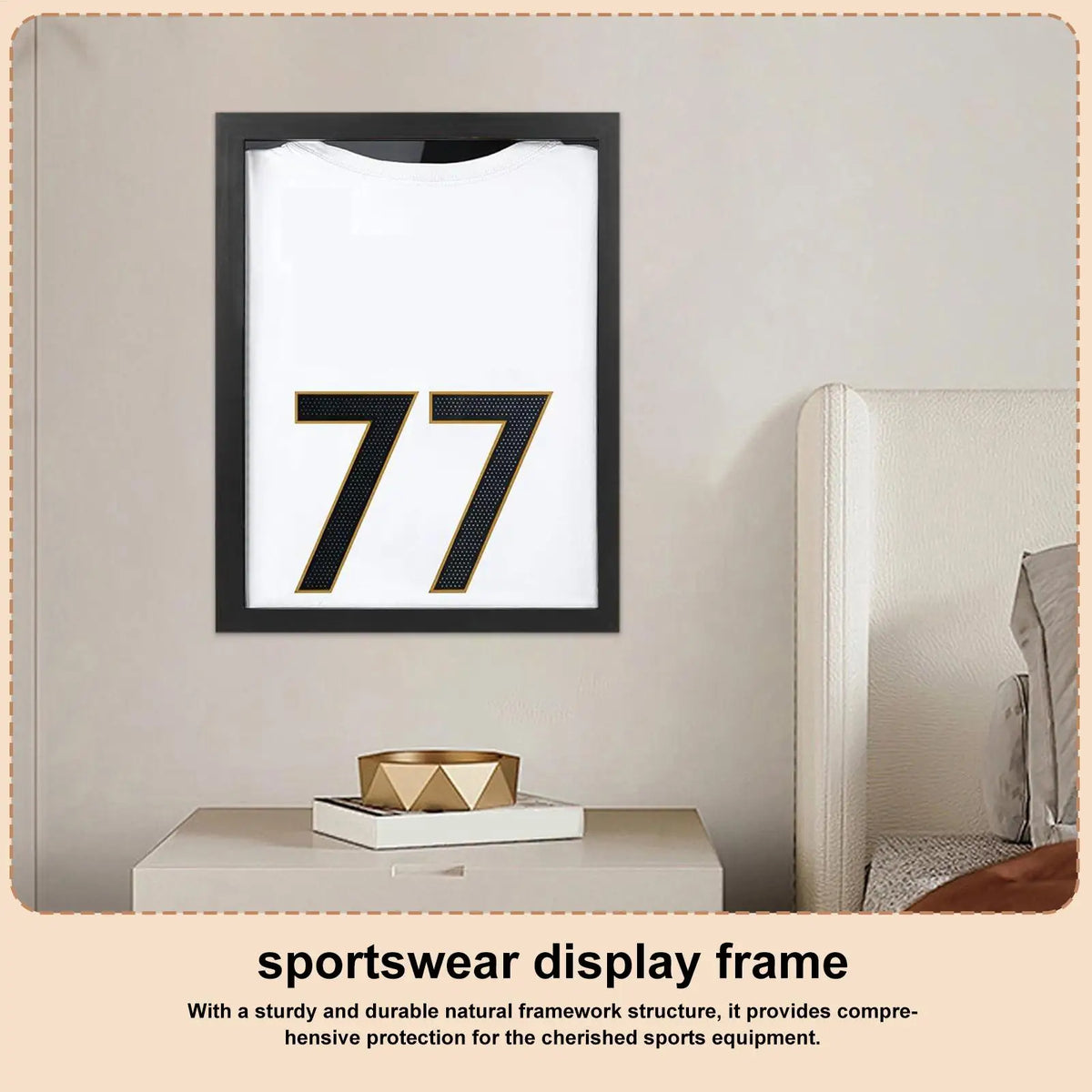 Sports Shirt Display Case Wooden Sports Shirt Shadow Case for Wall UV Protection Sportswear Box for Home Shelf Basketball