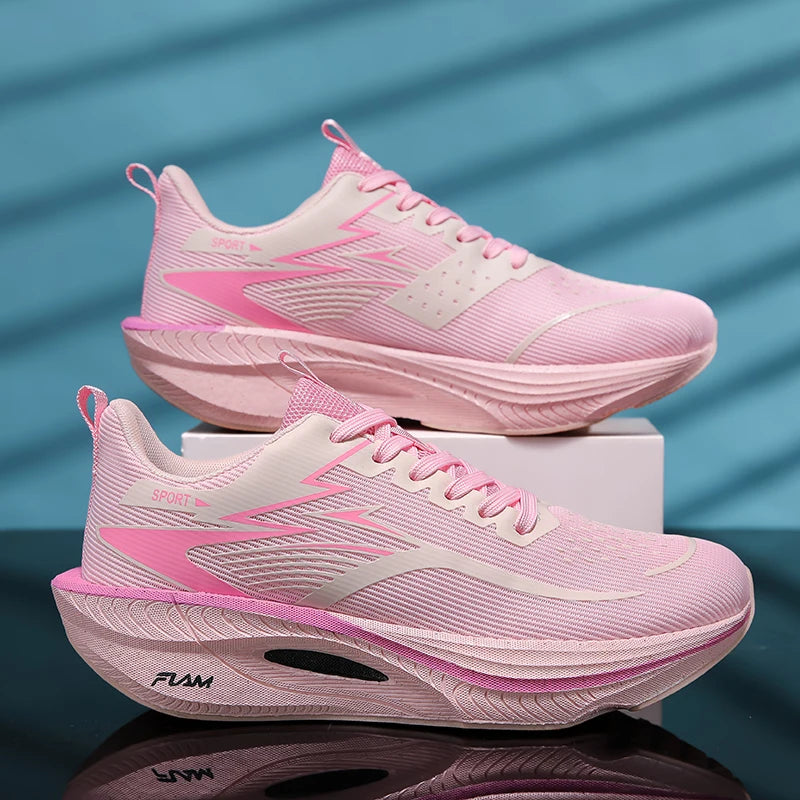 Marathon Men/ women Sports Running Shoes Women's Athletic Lightweight Comfortable Nonskid Carbon Board Air Cushion Breathable Sneakers