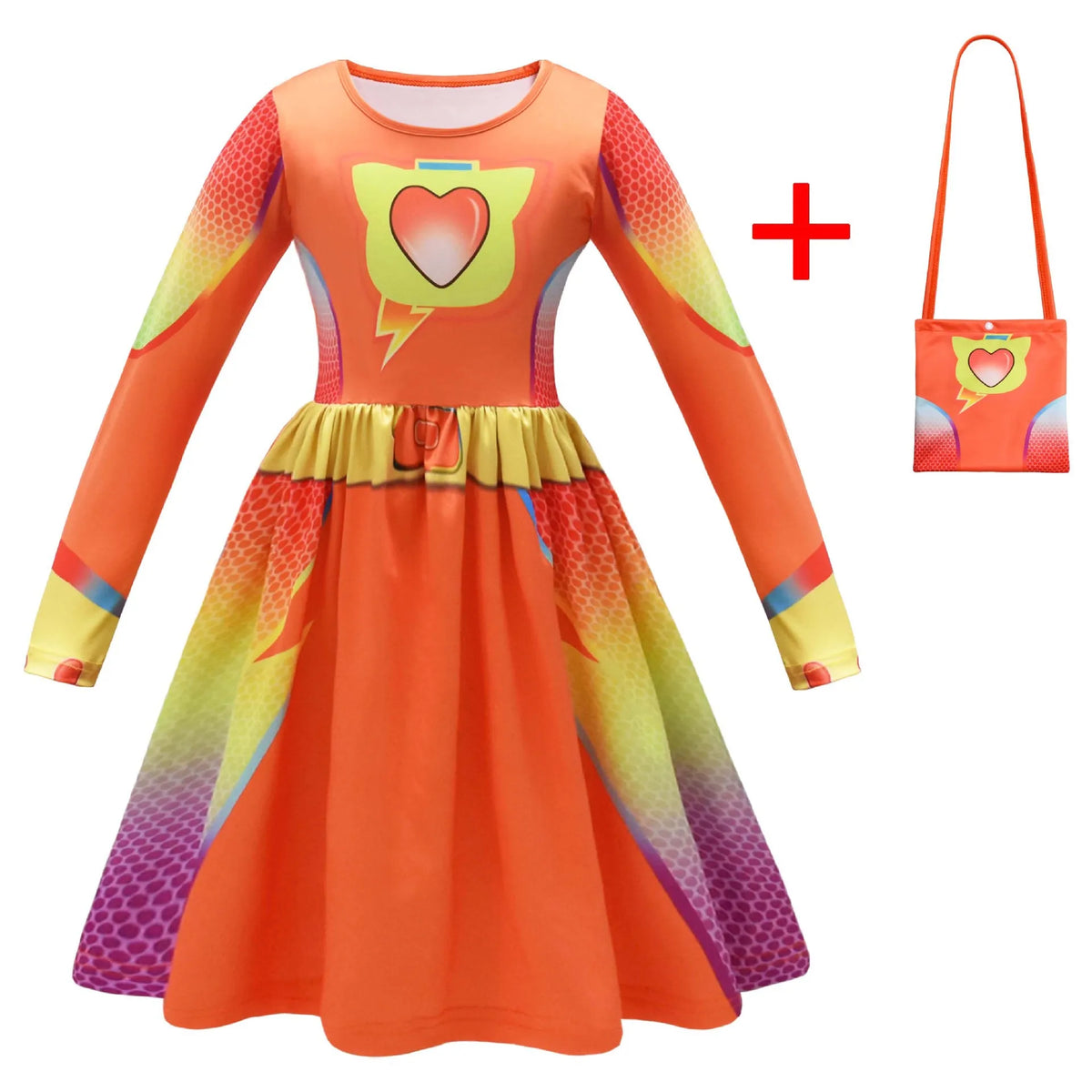 Kids Fly Sleeve Casual Dress Girls SuperKitties Costumes Cosplay Princess Dresses Fashionable trend dress Birthday Vestidos Gift