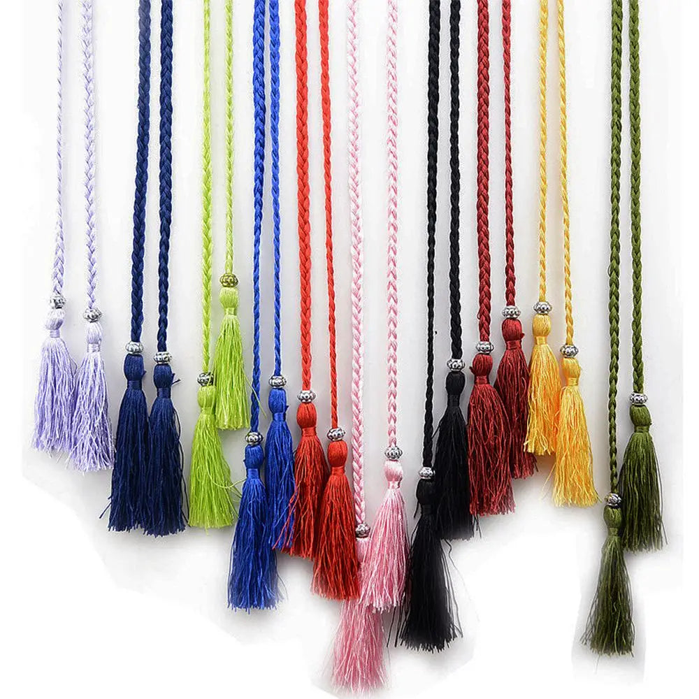 Thin Women Waistband Tassle Bow Dress Tassles Belts Braided Belts Waist Chain Waist Rope