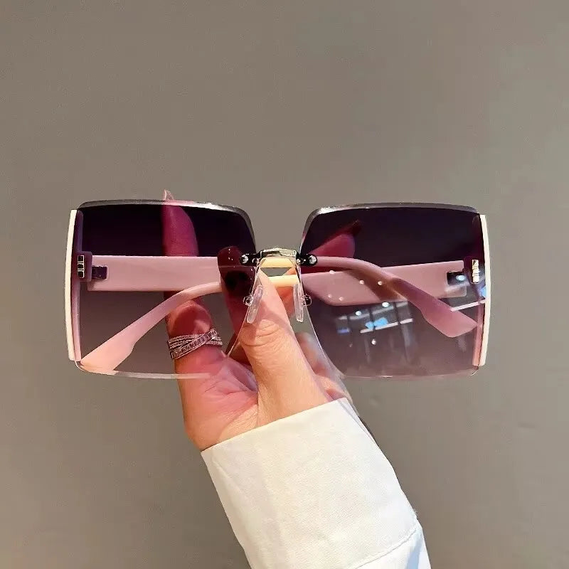 Square Frameless Retro Sunglasses for Women Fashion Vintage Glasses Men Luxury Trend Brand Designer Shades Eyewear
