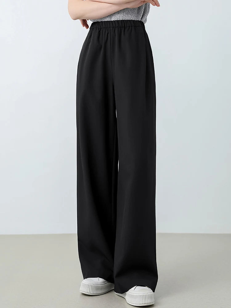 Women Wide Leg Pants Formal Gray Long Office Wear Pants Ladies Spring Straight Leg Black Work Trousers For Women Office Summer