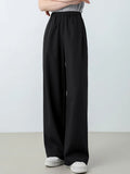 Women Wide Leg Pants Formal Gray Long Office Wear Pants Ladies Spring Straight Leg Black Work Trousers For Women Office Summer
