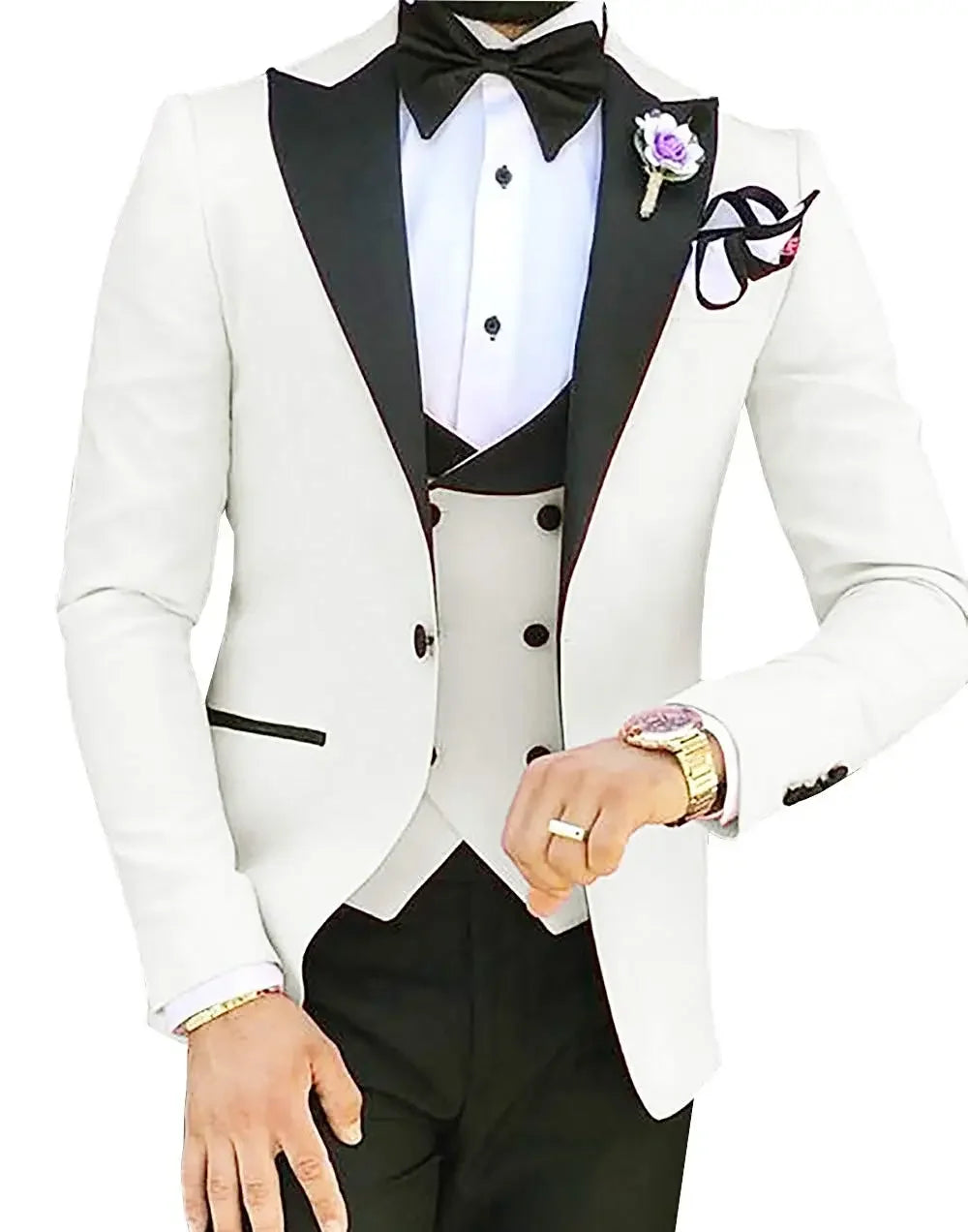 2024 Men 3 Pieces Suits For Men Custom Made Groom Groomsmen Tuxedos Wedding Men Suit Terno Masculino ( Jacket+Pants+Vest )