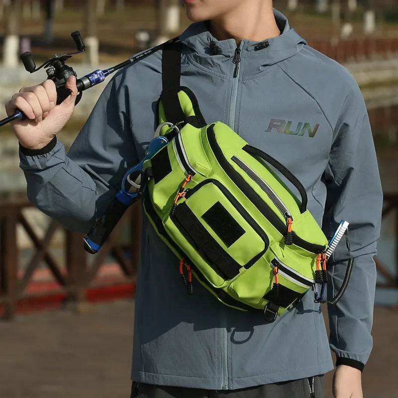 Motorcycle Waist Bag Men Fishing Lure Bag Sports Hunting Fanny Pack Outdoor Hiking Running Rig Pouch Multi-pockets Chest Bag