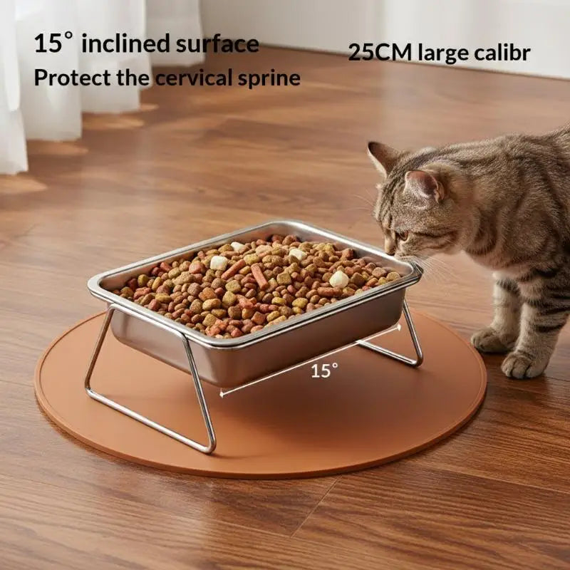 Pet Bowl Large Capacity 15 Tilt Neck Guarded Elevated Feeder for Dog Cat Puppy Indoor Feeding