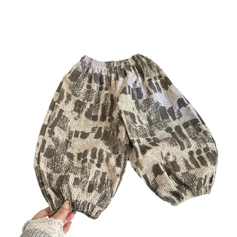 1pcs Boy Girl Winter Autumn Corduroy Kids Pants  Dot Mid Waist Harem Children Trousers