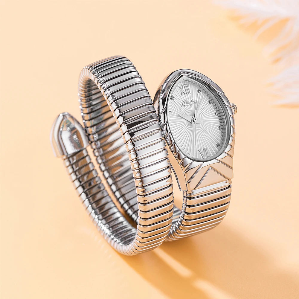 Top Brand MISSFOX Women's Watches New Quartz Snake Shape Simple Ladies Watch Fashion Unique Strap Waterproof Wristwatches