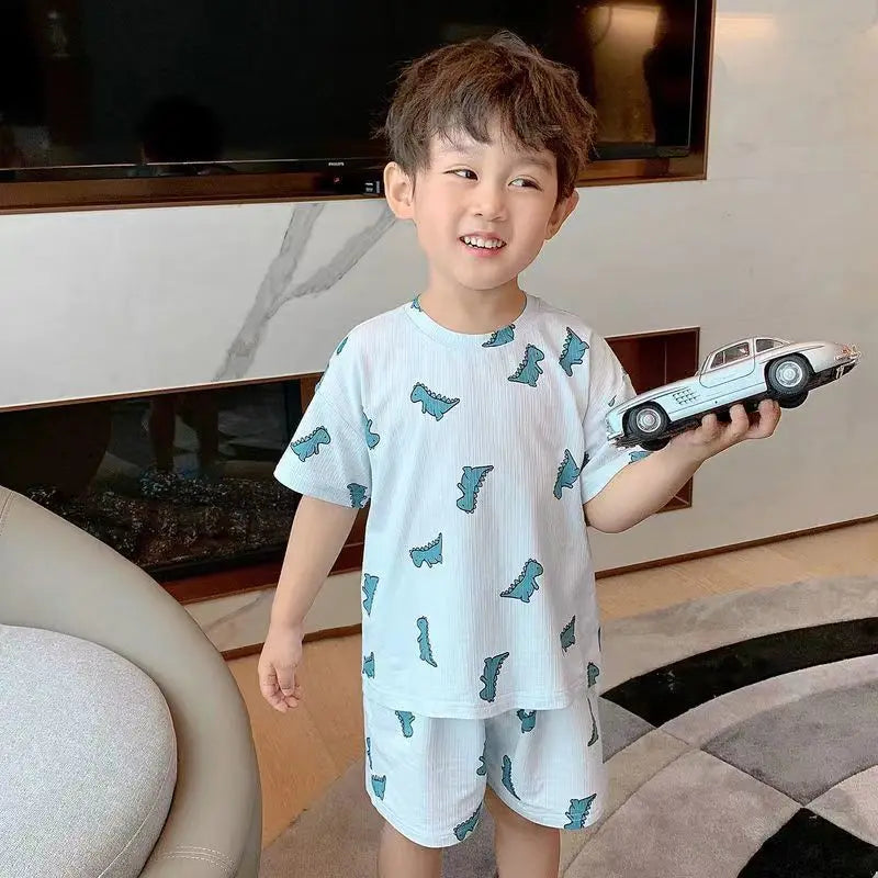 Pajama Set Children Short Sleeve Pajamas Kids Boys Children Summer Sleepwear Pyjama Kpop Boys Pjs Sets Boy's Pajamas for Boy