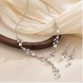 2 Pieces Jewelry Sets For Women Luxury Zirconia Bridal Necklace Earring Set Party Prom Wedding Bride Necklace set Accessories