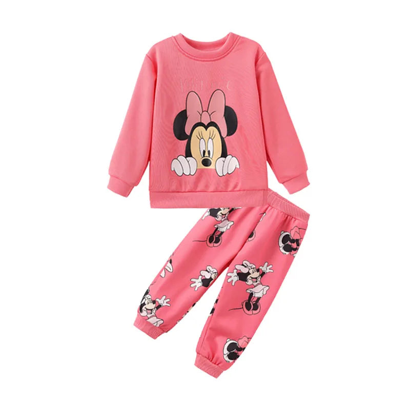 Cute Cartoon Girls Hoodie And Pants Set Autumn Winter Kids Leisure Clothing for 2-6 Years Old Children