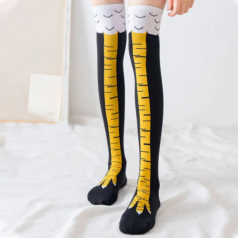 Men Women Funny 3D Chicken Socks Print Cartoon Cosplay High flexibility Thigh High Sock Cotton Fashion Thin Toe Feet 2025