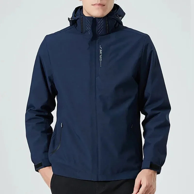 Men's Outdoor Hooded Jacket Autumn Spring Hot Sale Windbreaker Waterproof Climbing Hiking Punching Jacket Male Clothing