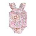Baby Girls Swimwear Infant Off Shoulder Sleeveless Floral Print Bikini Kids Beachwear Toddler Bathing Suits Swimsuits