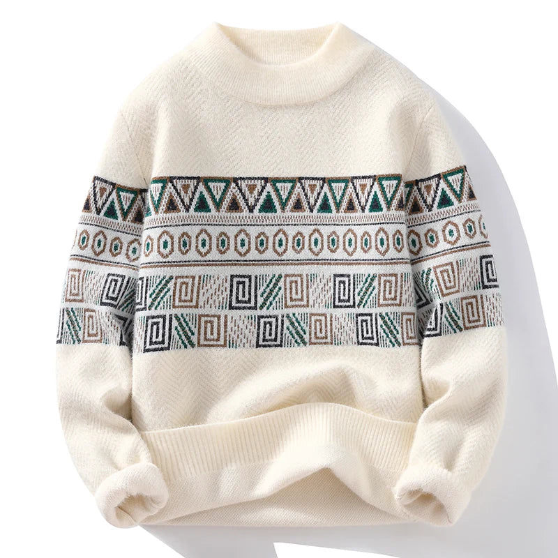 Men's Fashion stripe pattern Sweaters 2024 Autumn/Winter Loose Knittwear Men sweater youth Thick Warm wool pullovers M-4XL ﻿