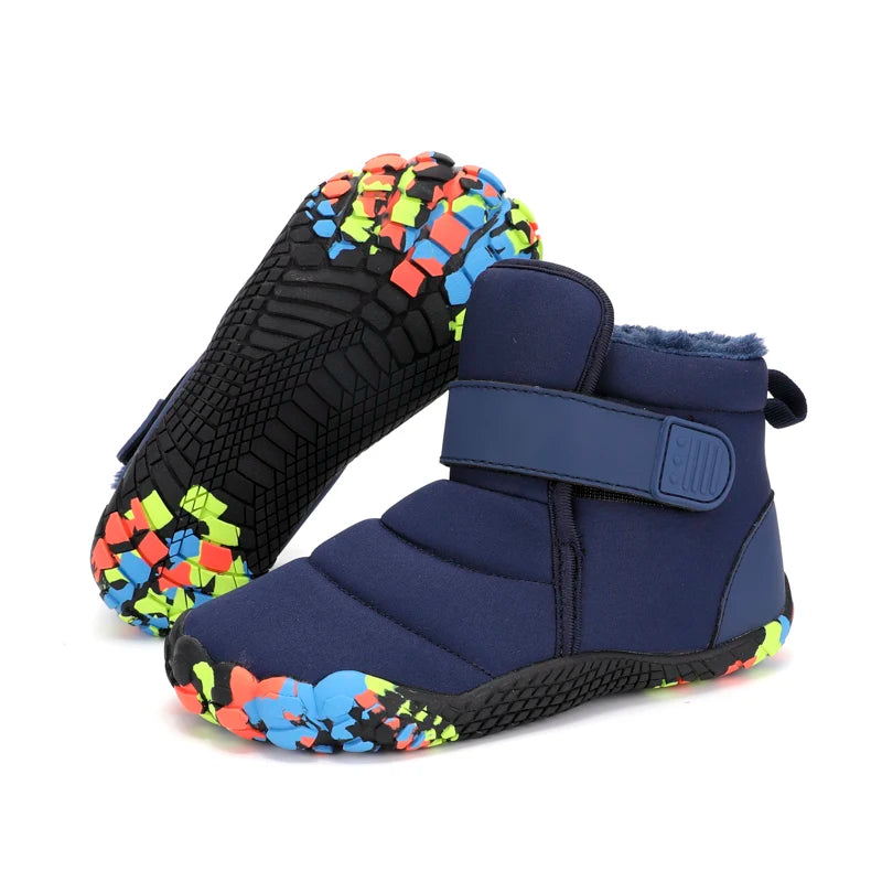 Kids New Wide Toe Barefoot Snow Boots Boys Girls Winter Minimalist Waterproof Sneakers Girls Boys Non-Slip Warm Snow Boots