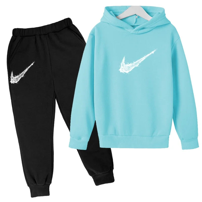 Kids Autumn Winter Hoodie Boy Girl 3-13Yrs Letter Print Clothing Casual Top+Trousers 2P Child Gift Brand Sports Coat Jogging Set
