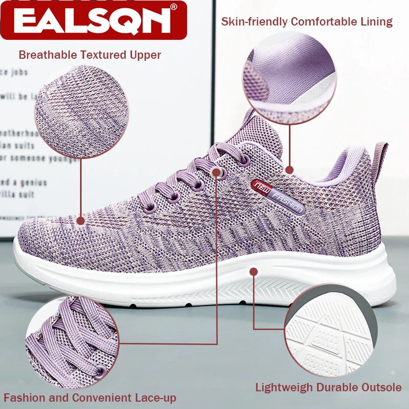 Women's Sports Casual Shoes Mesh Lightweight Soft Sole Jogging Breathable Fashion Flat Walking Shoes