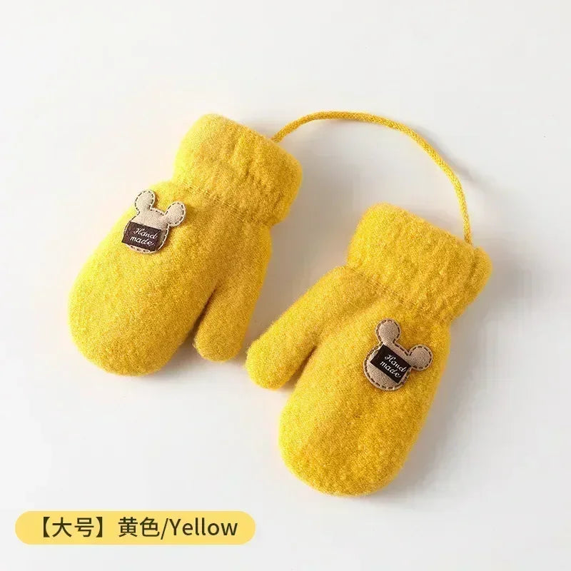 New 1-6 Years Old Baby Mittens Newborn Children Kids Winter Gloves Mohair Plush Thick Boys Girls Gloves Kids Accessories