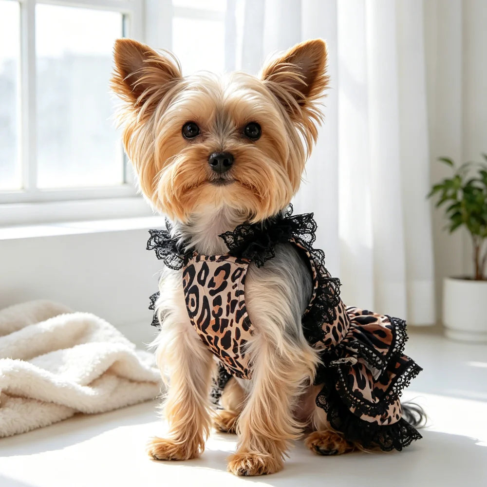Leopard Clothes For Puppies Clothing For Dog And Cat Small Breed Dress Chihuahua Yorkshire Pet Animal Female Summer Doggie Wear