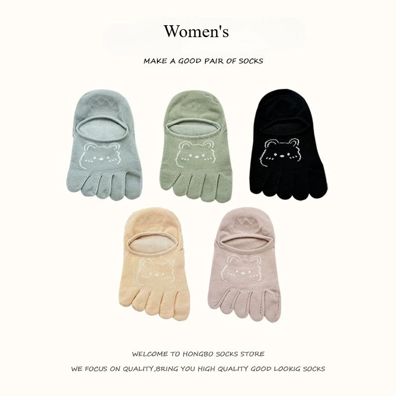 Women's 5 Pair Cotton 5-toe Socks Summer Breathable Mesh Sock for Women Mens Five Finger Ankle Toe Socks Low Cut Sock for Ladies