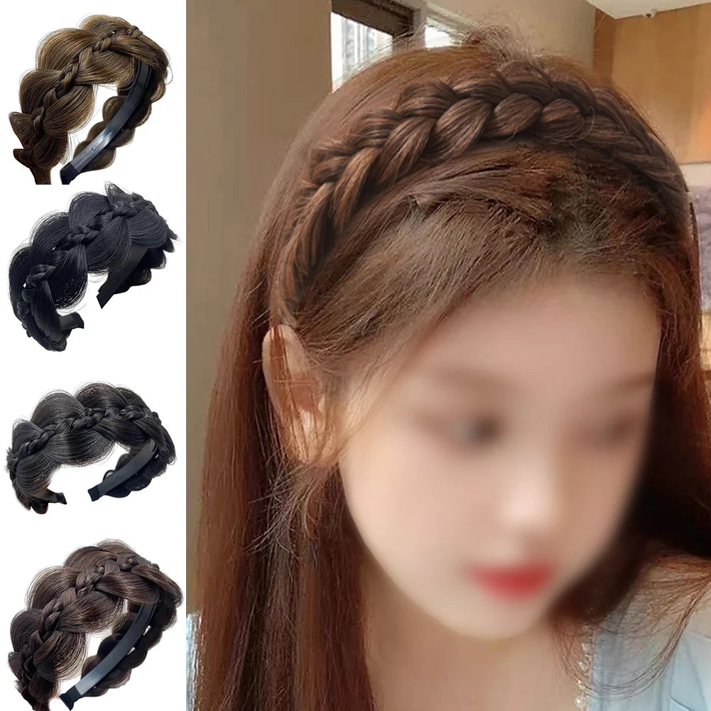 Women Wig- Headbands For Women Wide Fishbone Braids Hairbands Handmade Retro Head Hoop Hair Styling Headwear Accessories