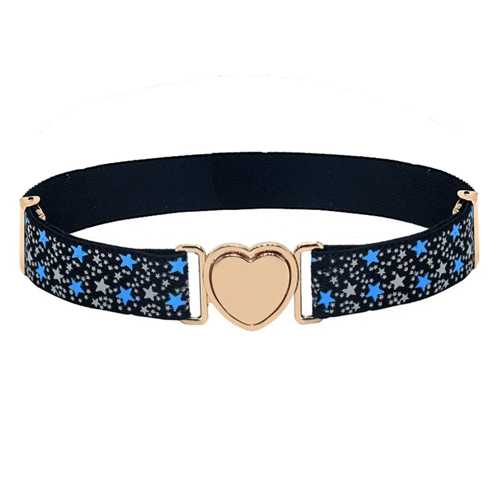 Kids Elastic Belts Girl Stretch Waist Belt Adjustable Heart Belt Uniform Belt for Teen Kids Girls Dresses Belt