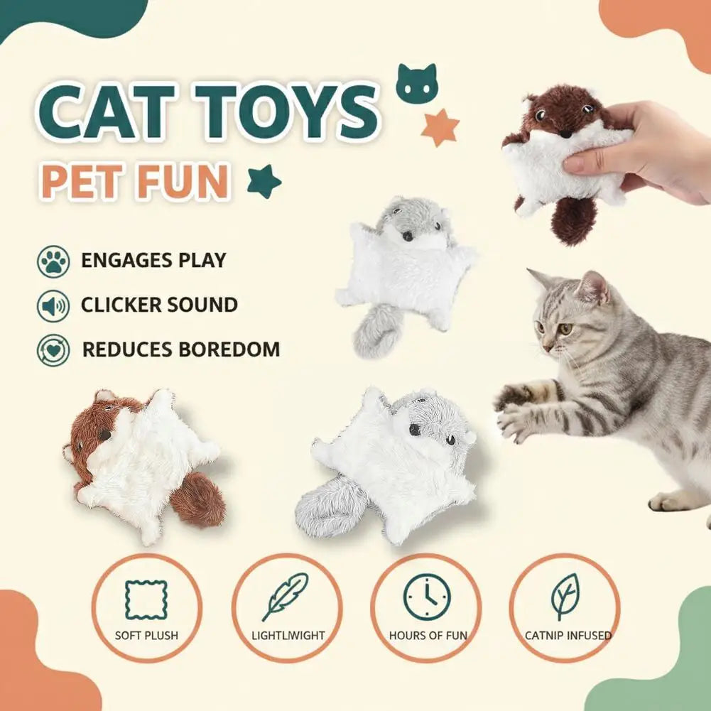 Pet Plush Toy Funny Plush Flying Squirrel Cat Toy Interactive Cat Teaser Toy for Chewing Teething Puppy Pet Playtime