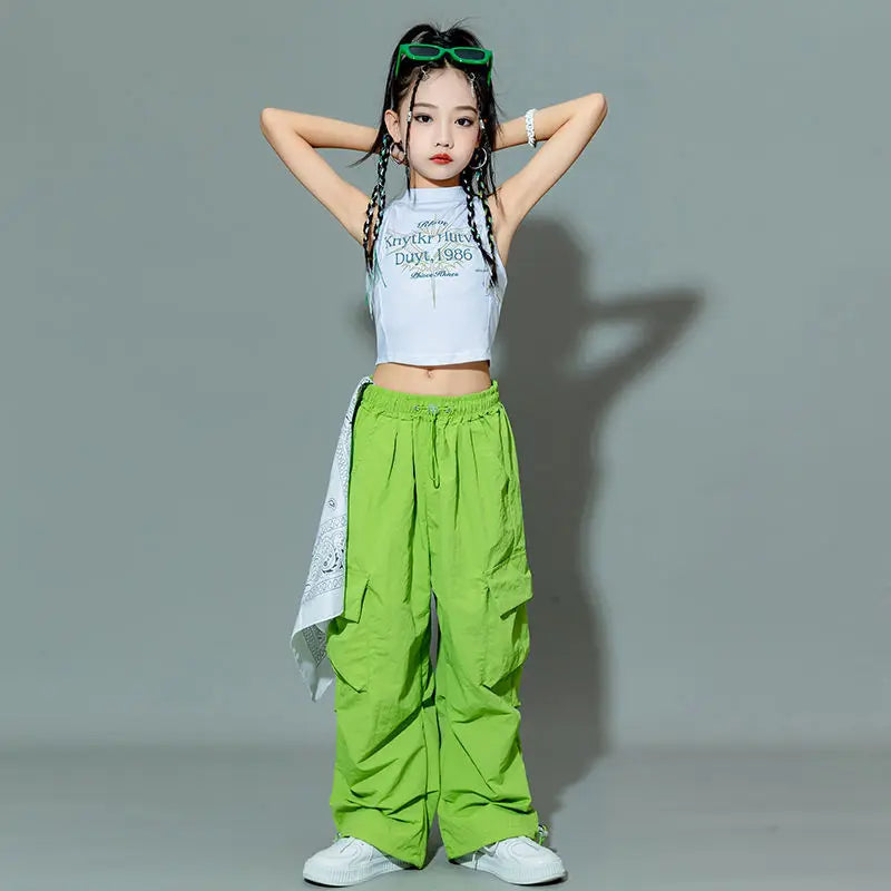 Kids Hip Hop Joggers Pants Teenage Straight Baggy Sweatpants Girls Streetwear Cargo Trousers Spring Vintage Casual Pants