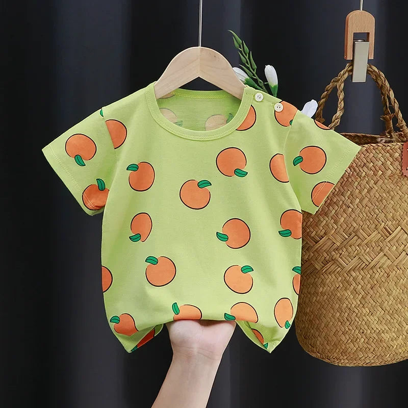 T-shirts Kids Toddler  Children's Clothing Cartoon Print Cotton Tee Tops Boys and Girls Clothes Baby Summer