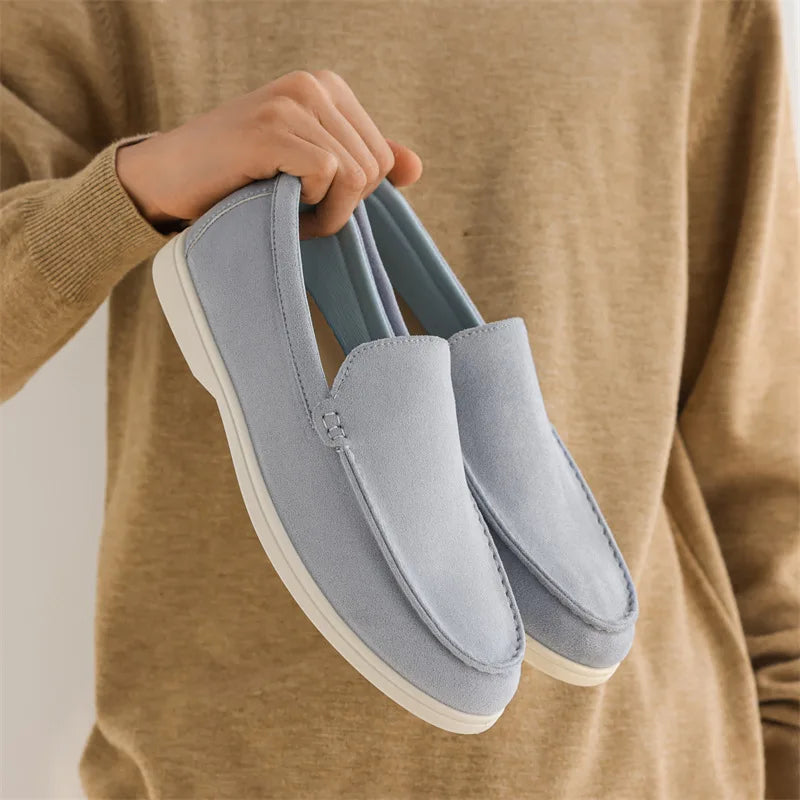 Men Flat Loafers 2026 Frosted Suede Flat Shoes Comfortable Non Slip Fashion Loafers Lightweight Trendy Outdoor Casual Shoes New