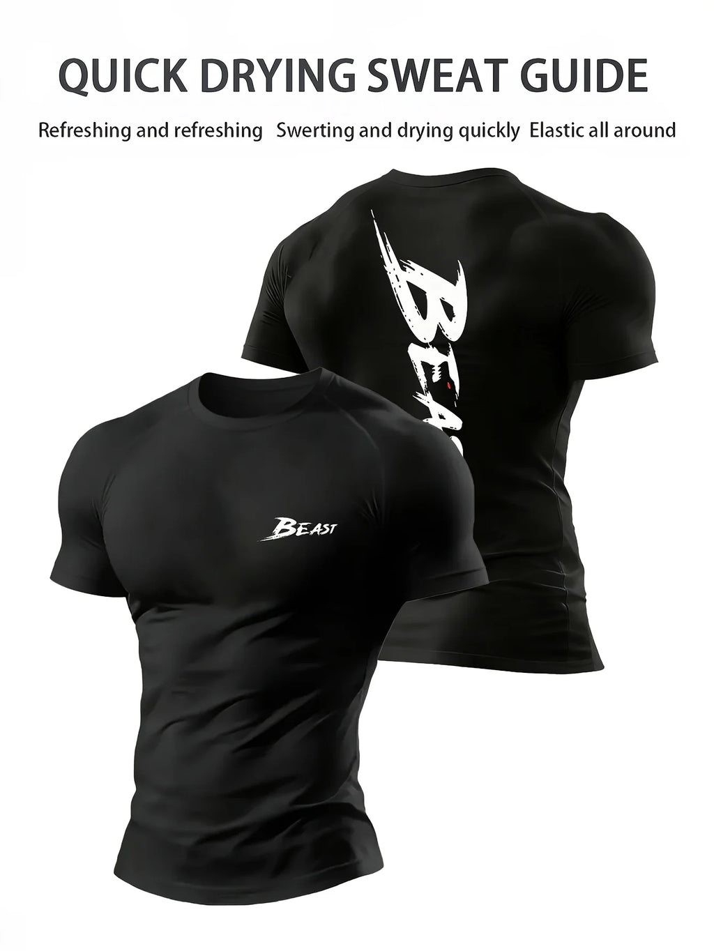 Men's Casual Sports T-Shirt - Breathable and Sweat-Wicking, Stretchy and Form-Fitting Fitness Top, Suitable for Workouts and Cas