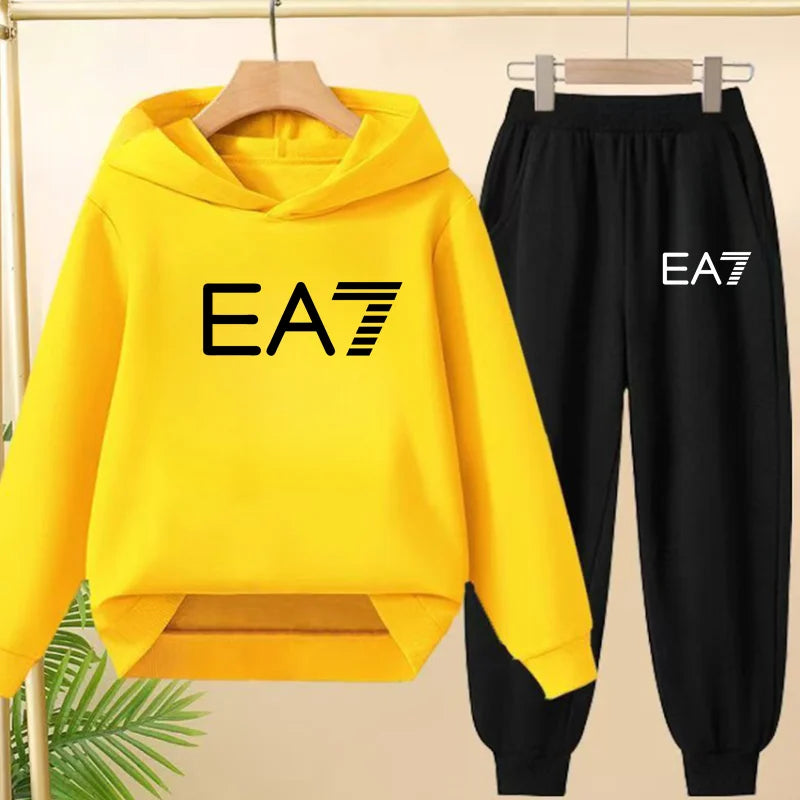 Kids Autumn Winter Hoodie  Letter Print Clothing Casual Top+Trousers 2PBoy Girl 3-12Yrs Child Gift Brand Sports Coat Jogging Set
