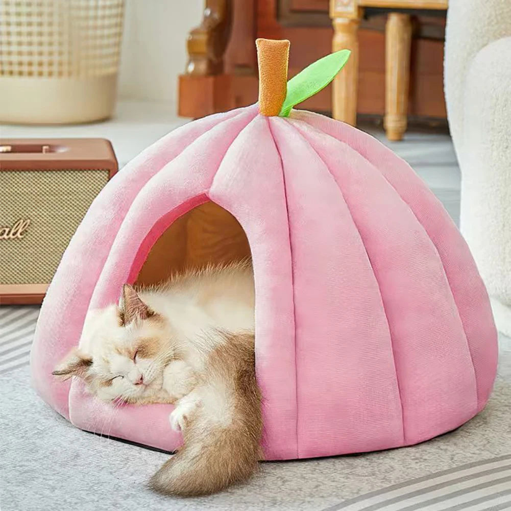 Plush Calming Pet Bed Thickened Warming Pet Sofa Non-Slip Bottom Prevents Sliding Pet Bed For Cold Floors Cozy Nook For Bedroom