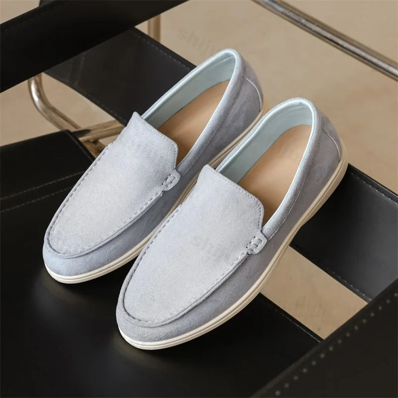 Men Flat Loafers 2026 Frosted Suede Flat Shoes Comfortable Non Slip Fashion Loafers Lightweight Trendy Outdoor Casual Shoes New