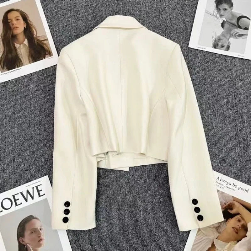 Single Button Blazers Women Autumn Solid All-match Daily Leisure Basics Creativity Seductive Popular Trendy Korean Style Ladies