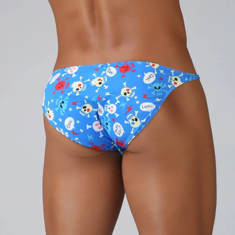 Men Swimwear Maillot De Bain Swim Briefs Bikini Sexy Man Swiming Trunks Swimsuit Surf Beachwear Cool Funny Skull Print