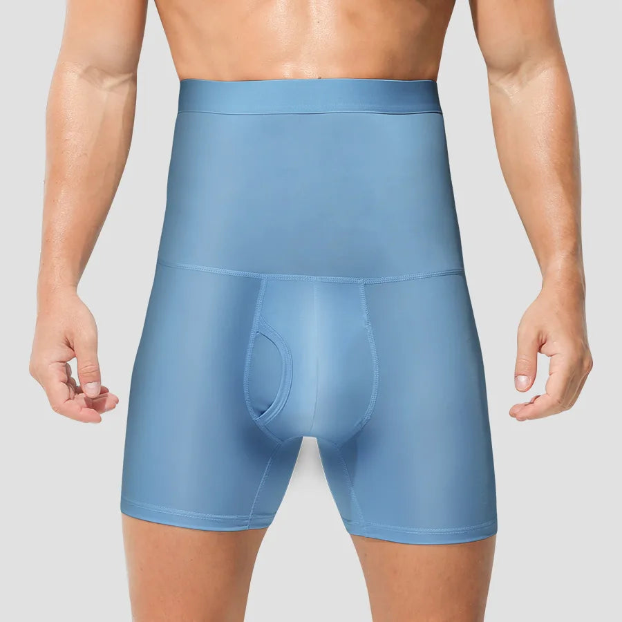 Men's sports underwear: high-waisted, belt-curving, plus-size, lengthened, anti-leg chafing, waist-protecting, flat-cut shorts