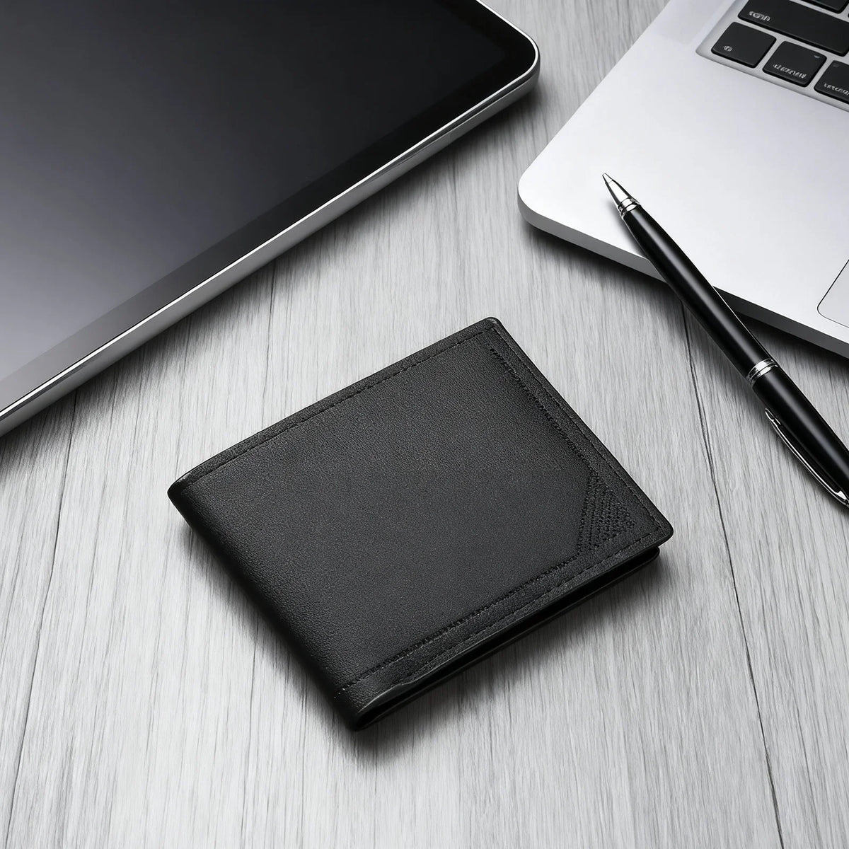Men's Slim Wallet Short Horizontal Design Multiple Card Slots Large Capacity Soft Leather Business Money Clip