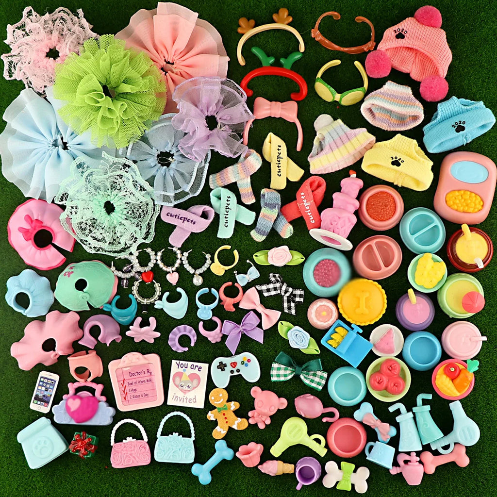 15 Pcs Random Pet Shop Littlest Accessories Fit Cute Short Hair Cat Great Dane Dachshund Cocker Spaniel Collie Kids Gift for LPS