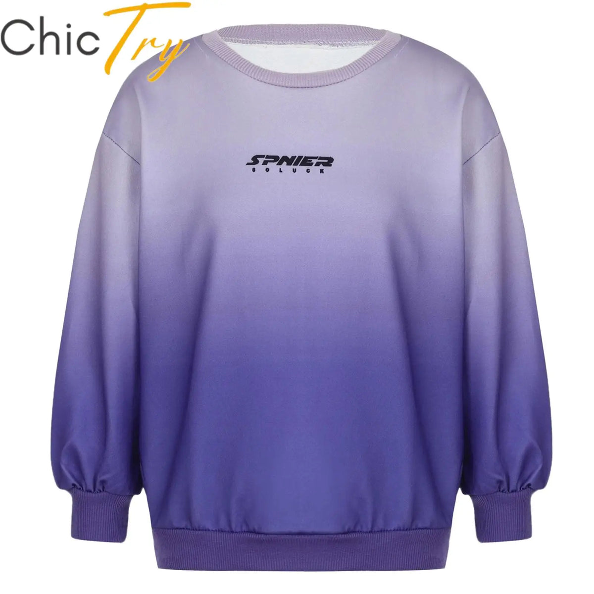 Kids Boys Girls Gradient Sweatshirt Letter Print Round Neck Long Sleeve Pullover Elastic Cuffs Top for Everyday Wear Playwear