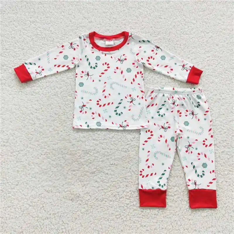 Wholesale Children Christmas Pajamas Long Sleeves Baby Girl Boy Santa Shirt Set Kids Pants Toddler Outfit Nightwear Sleepwear
