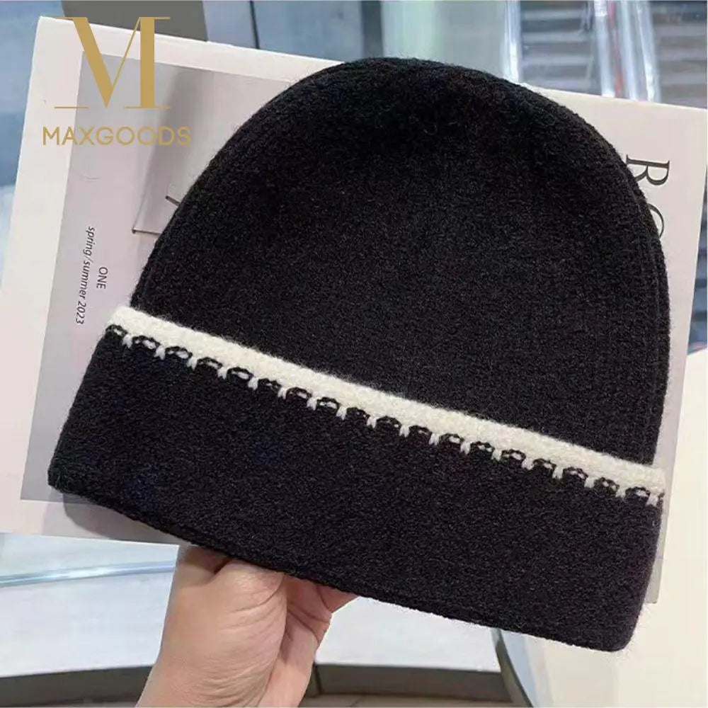 Women's Fashion Ear Protection Warm Knitted Hat Simple Trendy Full Coverage Beanies Versatile Cold Hat Autumn Winter Outdoor